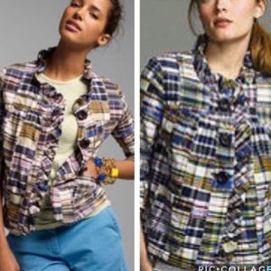 J. Crew Fiona Madras Patchwork Ruffle Jacket - 12